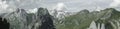 Panoramic view to the massif of Alpstein in the summer season