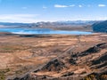Aerial view of the road between High Sierras and Mono Lake Royalty Free Stock Photo