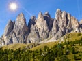 Panoramic view to mountain range at Dolomiti alps in Italy Royalty Free Stock Photo