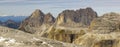 Panoramic view to mountain range at Dolomiti alps in Italy Royalty Free Stock Photo