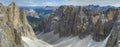 Panoramic view to mountain range at Dolomiti alps in Italy Royalty Free Stock Photo