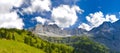 Panoramic view to mountain range at Dolomiti alps in Italy Royalty Free Stock Photo