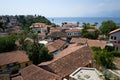 Panoramic view to the old town with orange tile roof