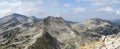 Panoramic View to peaks Kamenitsa, Momin Dvor and Valyavishki chucar from Jangal peak in Pirin National Park, Bulgaria Royalty Free Stock Photo