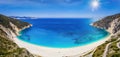 Panoramic view to the popular beach of Myrtos, Kefalonia island, Greece Royalty Free Stock Photo