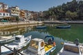 Panoramic view to the port of Limenaria, Thassos island, Greece