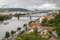 Panoramic view to Prague and Vltava River Royalty Free Stock Photo