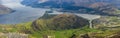 Panoramic view to Queenstown, Henleys farm, Kelvin Heights, Frankton from the top of the Remarkables Ski Resort