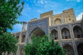 Panoramic View to the Registan square under the Sunlight in Samarkand Royalty Free Stock Photo