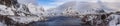 Panoramic view to reinefjorden with mountains on background Royalty Free Stock Photo