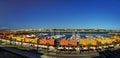 A panoramic view to rental houses and a harbor with anchored boats at Praia da Rocha, Portimao, Portugal Royalty Free Stock Photo