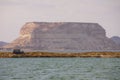 Panoramic View to the Salt Lake Aftanas with the Mountains in the background near Siwa Oasis, Egypt Royalty Free Stock Photo