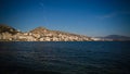 Panoramic view to Saranda city,Lekuresi Castle and bay of Ionian sea, Albania Royalty Free Stock Photo