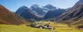 Panoramic view to sertig village and valley bottom in autumn. Sw