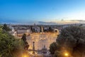Panoramic view to skyline of Rome with Piazza del Popolo in dawn