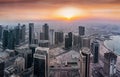 Panoramic view to the skyscrapers of the City Center of Doha, Qatar