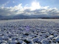 Panoramic view to the Swabian highlands in wintertime Royalty Free Stock Photo