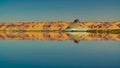 Panoramic view to Teli lake group of Ounianga Serir lakes at the Ennedi, Chad Royalty Free Stock Photo
