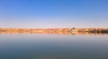 Panoramic view to Teli lake group of Ounianga Serir lakes at the Ennedi, Chad Royalty Free Stock Photo