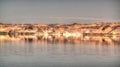 Panoramic view to Teli lake group of Ounianga Serir lakes at the Ennedi, Chad Royalty Free Stock Photo