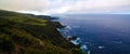 Panoramic view to Terceira island coastline from Mata da Serreta viewpoint, Azores, Portugal Royalty Free Stock Photo