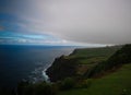 Panoramic view to Terceira island coastline from Miradouro do Raminho viewpoint, Azores, Portugal Royalty Free Stock Photo