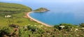 Panoramic view to worbarrow bay and country hills