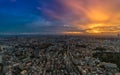 Panoramic view of Tokyo colorful sunset from Roppongi Hills Mori Tower Royalty Free Stock Photo