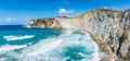 Panoramic view from the top of Chiaia di Luna beach in the Ponza island, Lazio, Italy. The beach is closed to tourists Royalty Free Stock Photo
