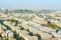 Panoramic view from top of Dubai Frame to old Dubai district and white buildings.Travel in UAE and city old buildings Royalty Free Stock Photo