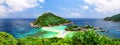 Panoramic view from the top of the mountain of Koh Tao island in Thailand Royalty Free Stock Photo