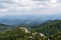 Panoramic view from the top of mountain to many mountain peaks around Royalty Free Stock Photo