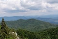 Panoramic view from the top of mountain to many mountain peaks around