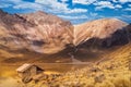 Panoramic view from the top of the mountains in Mexico, the view is incredible, the lake in the middle of the crater due to the