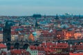 Panoramic view from the top of the rooftops of Prague Royalty Free Stock Photo