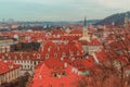 Panoramic view from the top of the rooftops of Prague Royalty Free Stock Photo