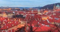 Panoramic view from the top of the rooftops of Prague Royalty Free Stock Photo