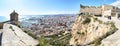 Panoramic view of the top of Santa Barbara Castle located on Mount Benacantil overlooking the western side of the city of Alicante