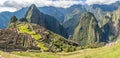 Panoramic view from top to old Inca ruins and Wayna Picchu, Machu Picchu, Urubamba provnce, Peru Royalty Free Stock Photo