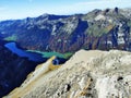 Panoramic view from the top of Vorder Glarnisch in the Glarus Alps mountain range Royalty Free Stock Photo