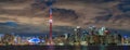 Panoramic View of Toronto Skyline at Night, Toronto, Ontario, Canada Royalty Free Stock Photo