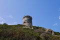 Panoramic view of Torra di a Parata, Genoese tower on Iles Sanguinaires, archipel close to Ajaccio, Corsica, France.