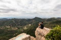 Panoramic View Of Tourist On Mountain Peak