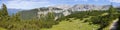 Panoramic view of the tourist path in Totes Gebirge (Alps) with a background of a mountain ridge