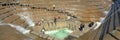 Panoramic view of tourists in Watergarden Fountain in Ft. Worth, TX Royalty Free Stock Photo