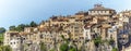Panoramic view of Tourrettes-sur-Loup medieval village from Cassan Valley. Southeastern France, Alpes Maritimes