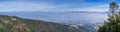 Panoramic view towards San Jose and south San Francisco bay from the top of Mt Umunhum, Santa Cruz mountains; Diablo Range can be Royalty Free Stock Photo