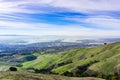 Panoramic view towards south San Francisco bay from Ed Levin county park, Milpitas & San Jose, California Royalty Free Stock Photo