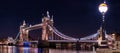 panoramic view on tower bridge in London at night Royalty Free Stock Photo