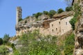 Tower of the old medieval castle overlooking the village of Minerve Royalty Free Stock Photo